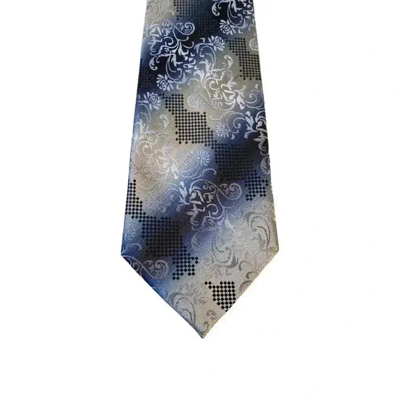 Stacy‎ Adams Signature Gold Luxury Hand Made 100% Microfiber Men's Neck Tie Blue - Picture 2 of 13
